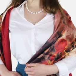 100% zijden en cashmere sjaal rode rozen