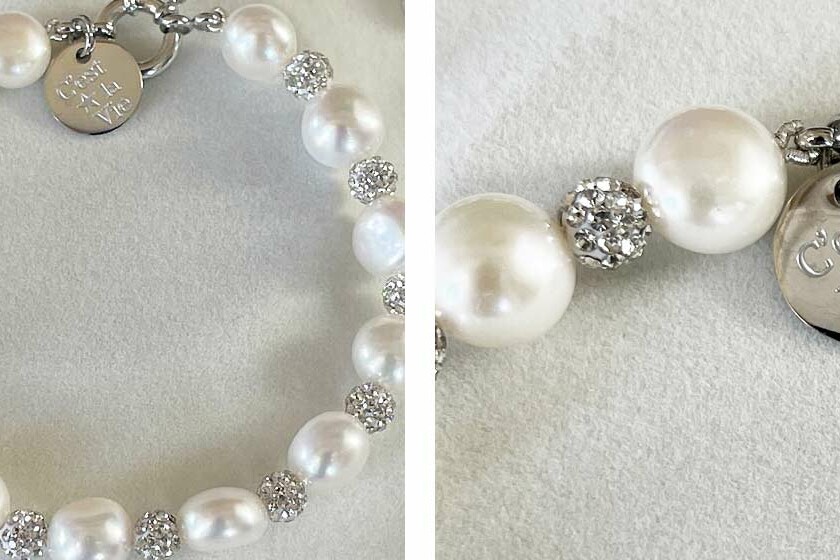 Claude tijdens de openingsceremonie van het Songfestival 2025 in stijlvolle outfit met parels en Swarovski