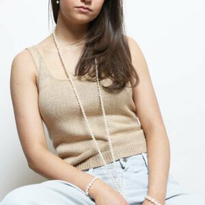 Parelketting met 7mm barokparels, lengte: 160cm