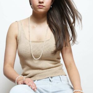 Parelketting met 7mm barokparels, lengte: 85cm